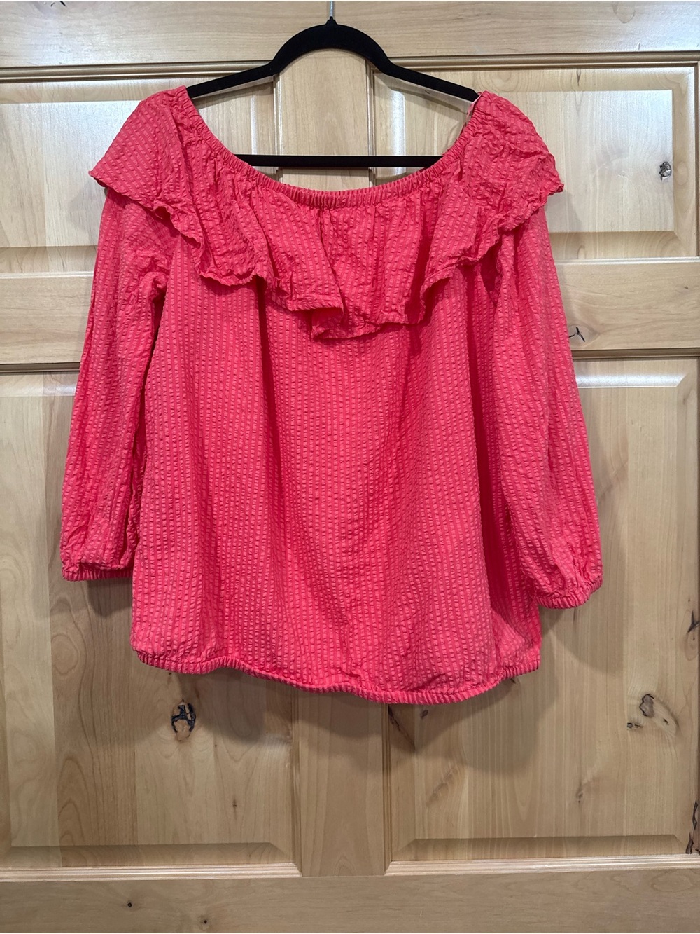 Michael Kors Coral Off-Shoulder Ruffled Blouse